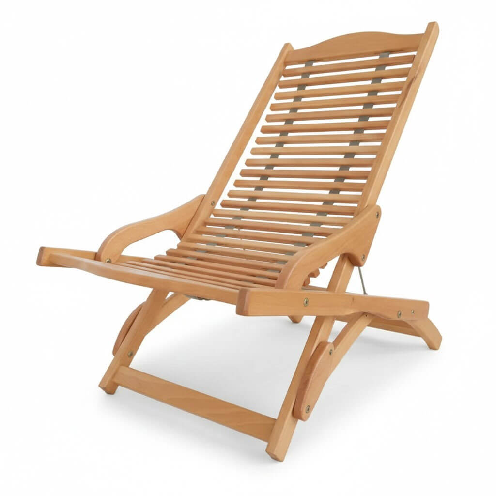 Chaise longue pliable en bois hêtre NATTE CL002