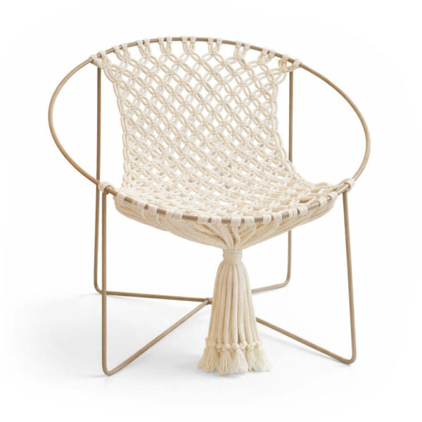Fauteuil rond en macramé pour intérieur