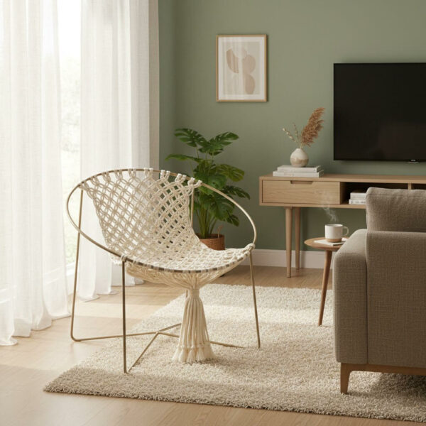 Fauteuil rond en macramé pour intérieur couv 1
