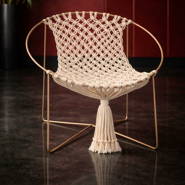 Fauteuil rond en macramé pour intérieur couv 2