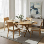 Grande table pliante ovale en bois hêtre TA001 couverture
