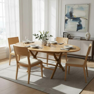 Grande table pliante ovale en bois hêtre TA001