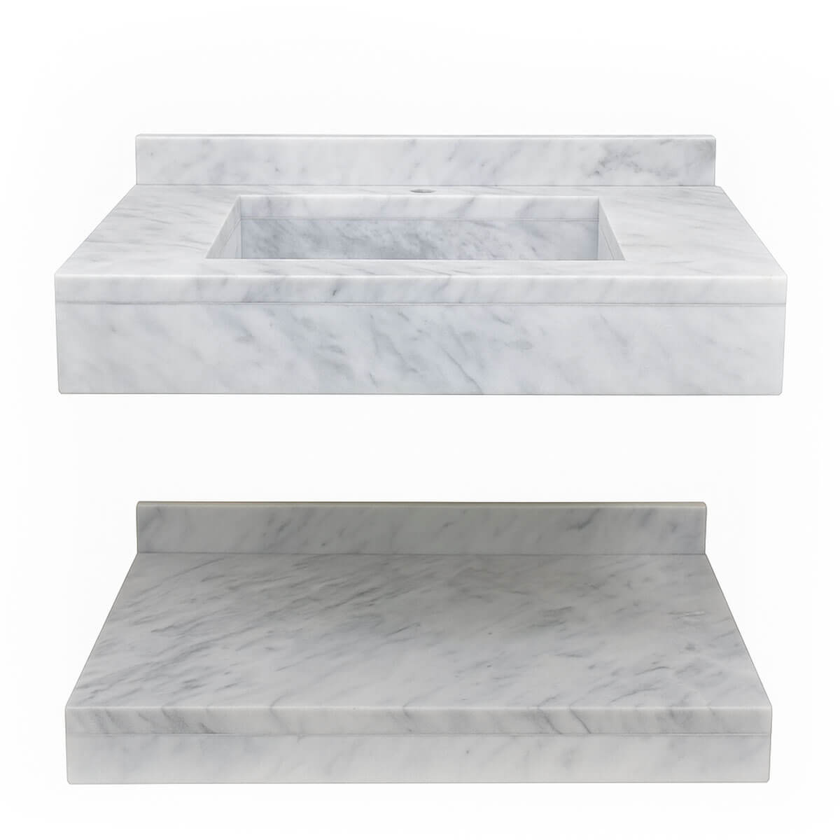 Lavabo suspendue avec etagere en marbre Blanc