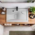Lavabo encastre pour-salle de bain en Stonflex LUX80