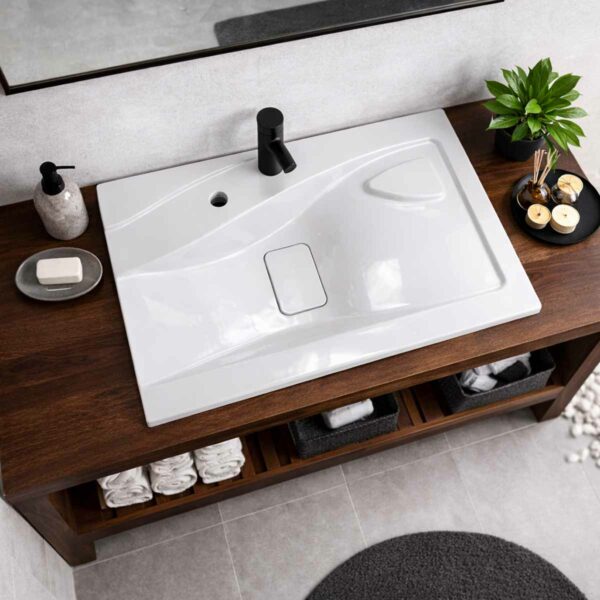 Lavabo encastre pour-salle de bain en Stonflex LUX80