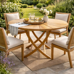 Table Ronde pliable en bois hêtre SOLEIL Ø120cm