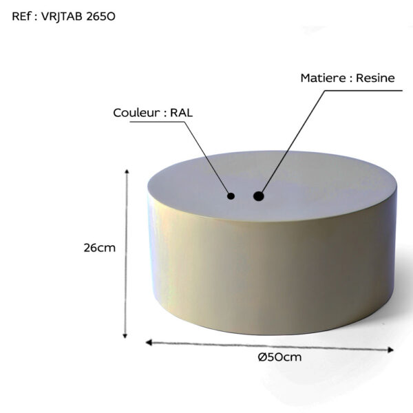 Table basse en resine ronde de Ø 50cm