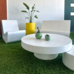 Table basse ronde sur pied en resine Ø 100cm