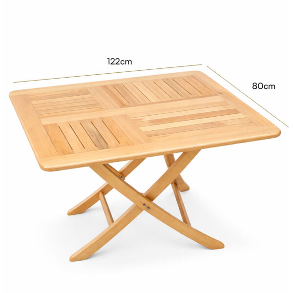 Table pliable en bois hêtre 122x80x72cm TA017 dim