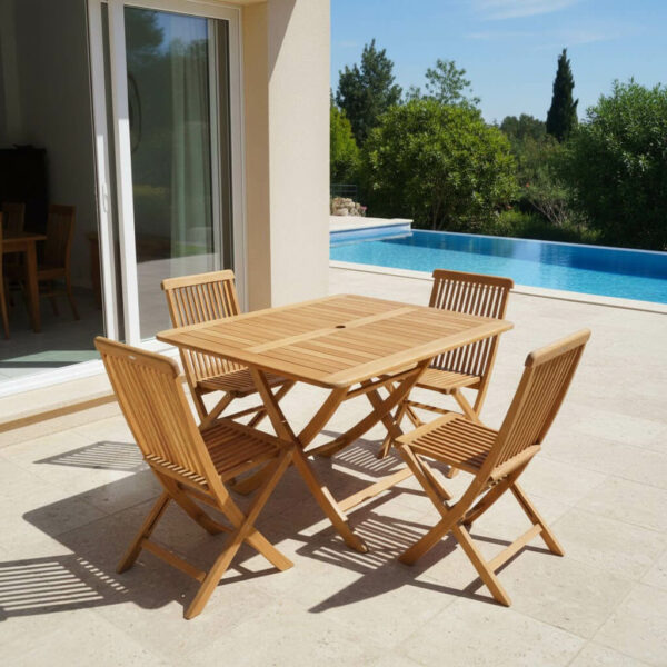 Table rectangulaire pliante en bois hêtre TA012 couverture