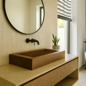 Vasque salle de bain en bois africain marbré VBA8040