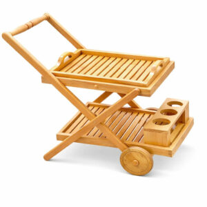Chariot à dessert mobile en bois hêtre CD001