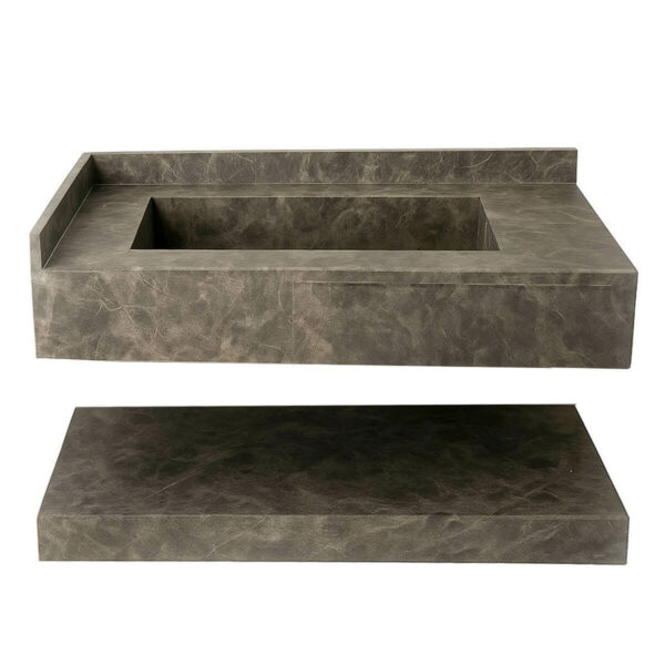 Lavabo suspendue avec etagere en marbre Tindra