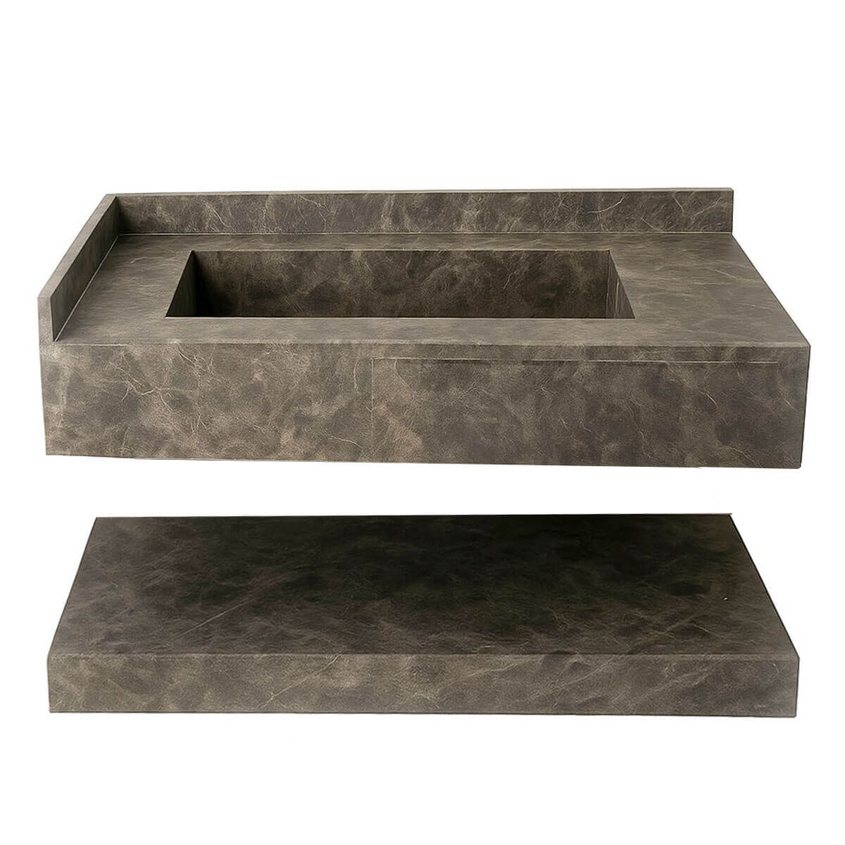 Lavabo suspendue avec etagere en marbre Tindra