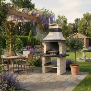 Barbecue en béton avec cheminée BPCR12
