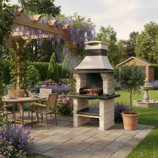 Barbecue En Béton Avec Cheminée BPCR12 couverture