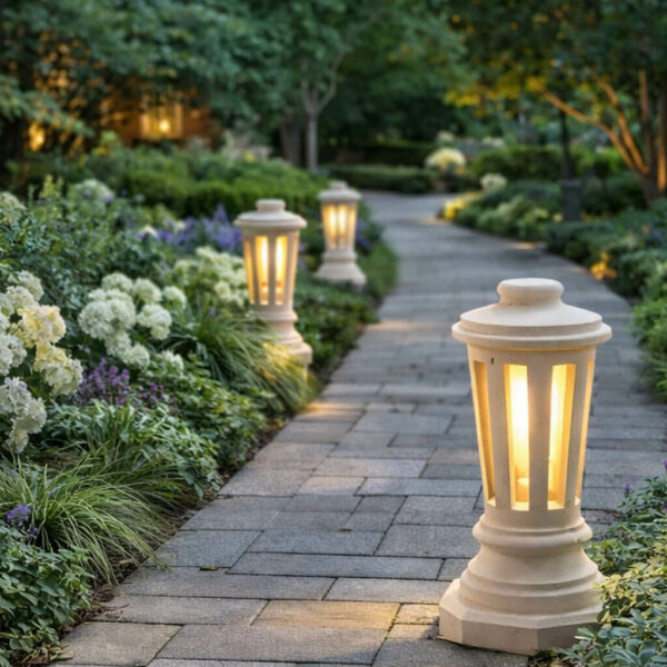 Borne lumineuse en pierre couv