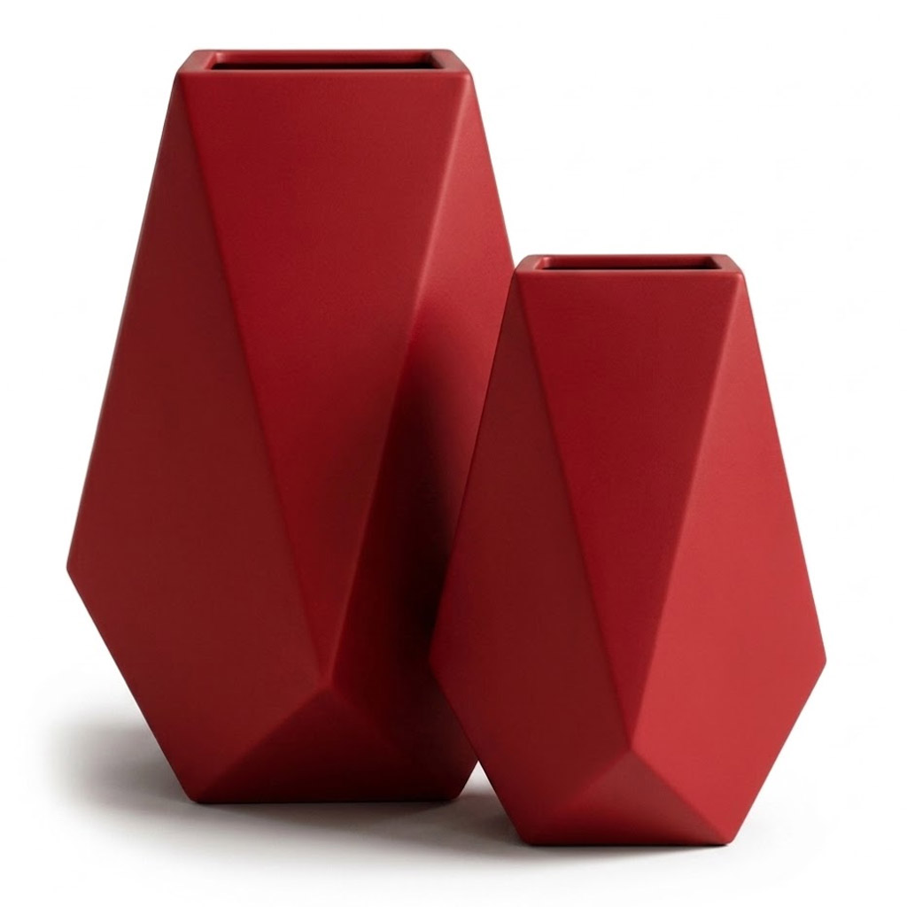 Cache Pot GeoForme en Résine CP036 rouge