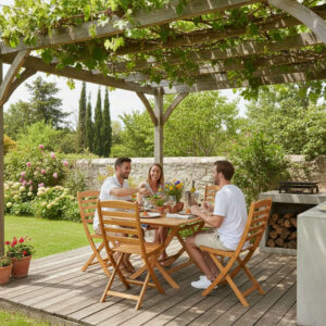 Ensemble Repas d&rsquo;Extérieur en bois hêtre EB02