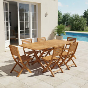 Ensemble repas de jardin en bois hêtre EB04