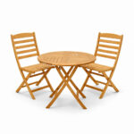 Ensemble table et 2 chaises d'exterieur en bois hêtre
