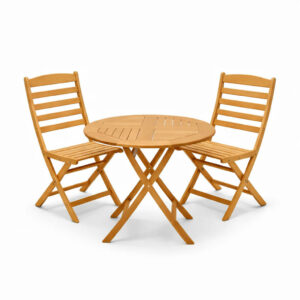 Ensemble table et 2 chaises d&rsquo;exterieur en bois hêtre EB03