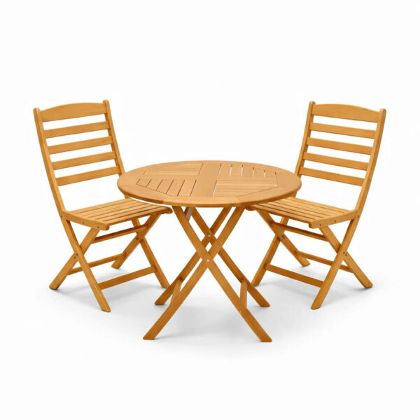 Ensemble table et 2 chaises d'exterieur en bois hêtre