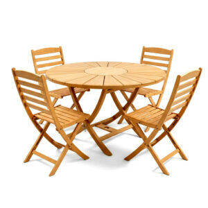 Accueil Ensemble table ronde et 4 chaises en bois hêtre EB06
