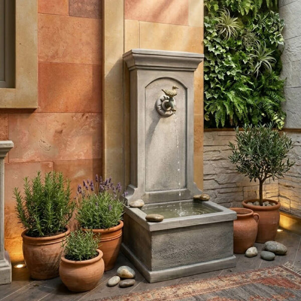 Fontaine murale de jardin en GRC réf FM05 couverture