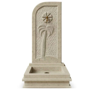 Fontaine murale en marbre Thala motif palmier FMM08