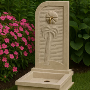 Fontaine murale en marbre Thala motif palmier FMM08