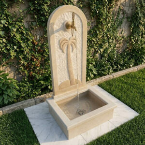 Fontaine murale en marbre motif Palmier FMM01