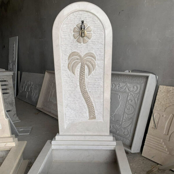Fontaine murale en marbre motif Palmier FMM01 reel