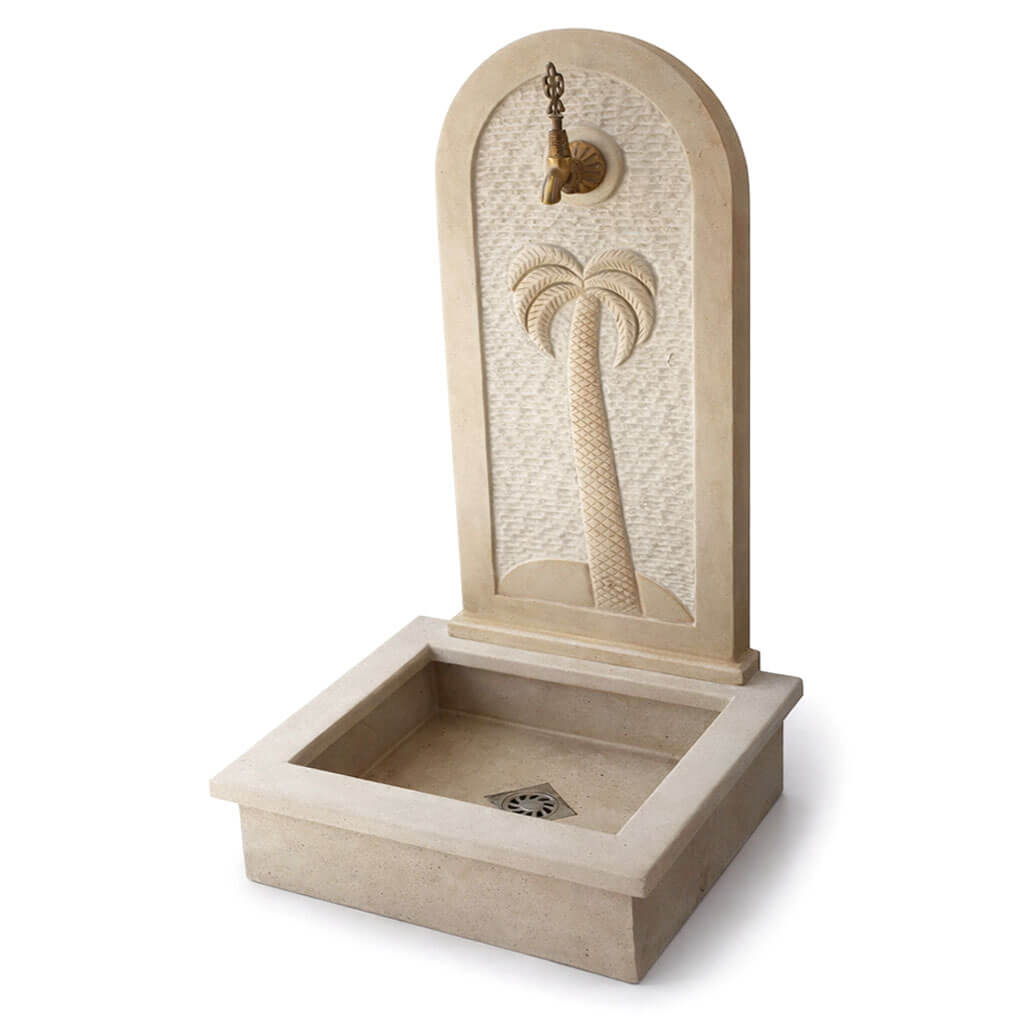 Fontaine murale en marbre motif Palmier FMM01