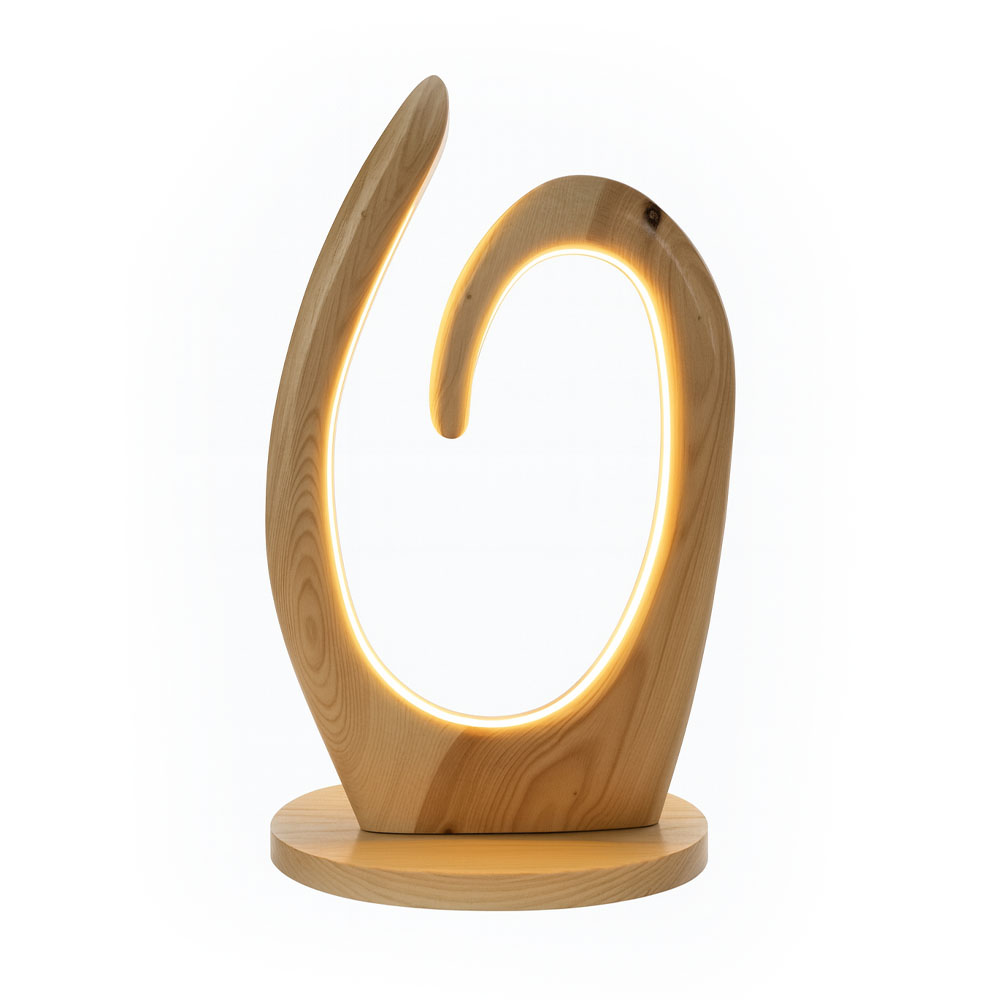 Lampe de table moderne de salon en bois noble sculpté