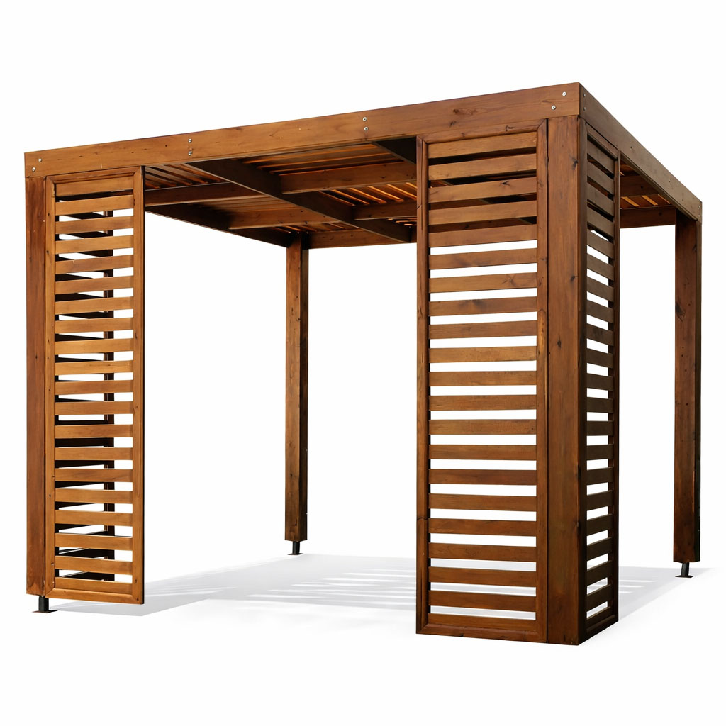 Pergola en bois pour jardin avec 4 paravents