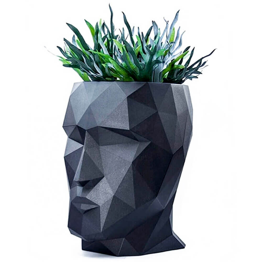 Pot en resine modele visage H70