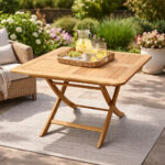 Table carrée pliable en bois hêtre TB011 couverture