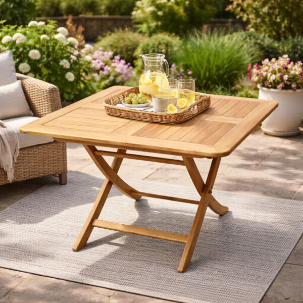Table carrée pliable en bois hêtre TB011 couverture