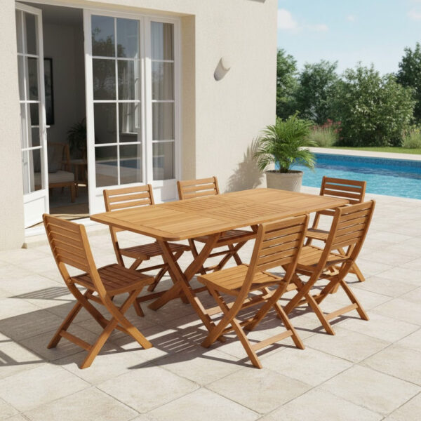 Table pliante rectangulaire en bois hêtre TA 008 couv