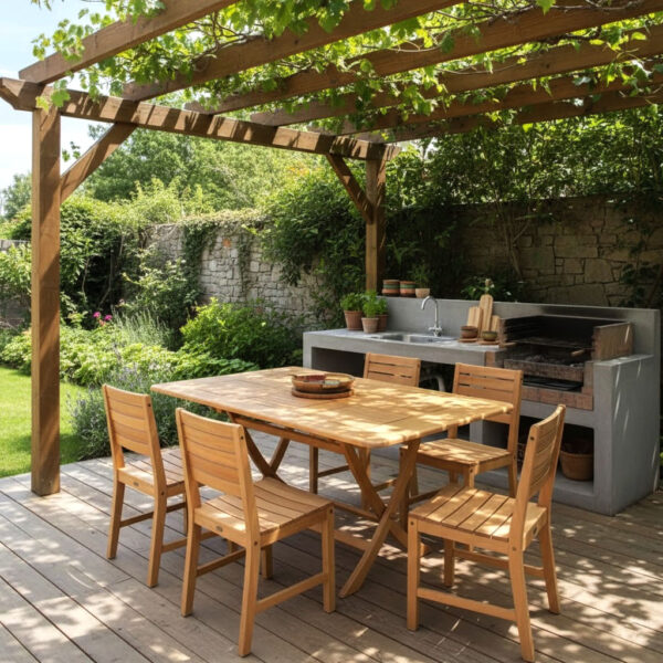 Table rectangulaire pliante en bois hêtre TA012