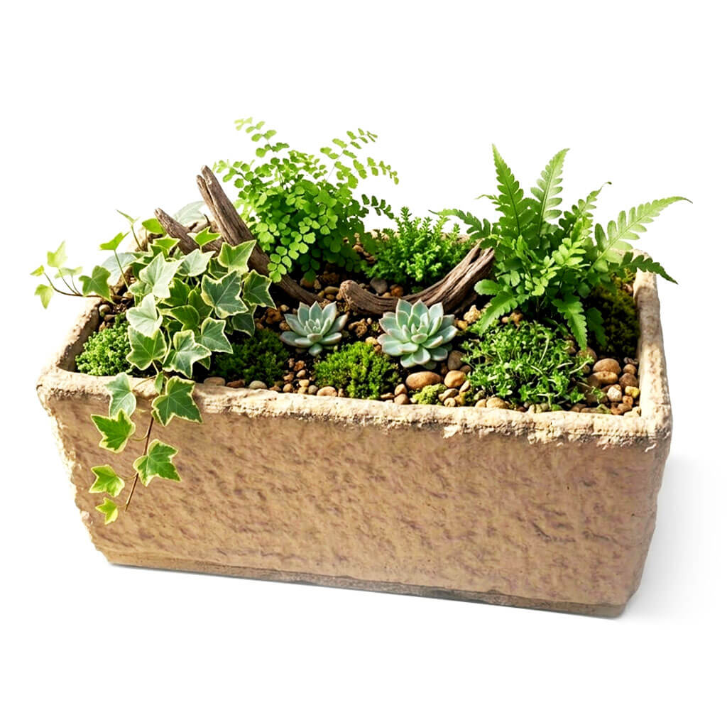 jardinière rectangulaire en béton texturé BF07 BF006