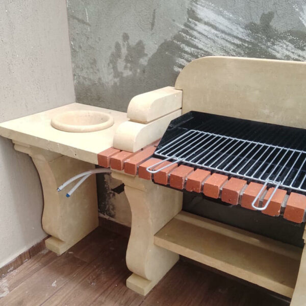 Barbecue en pierre avec évier rond réf PB06 reel