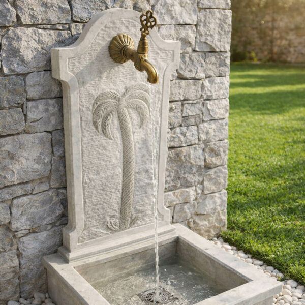 fontaine murale pour jardin en marbre FMM02 couverture