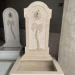 fontaine murale pour jardin en marbre FMM02 reel en beige