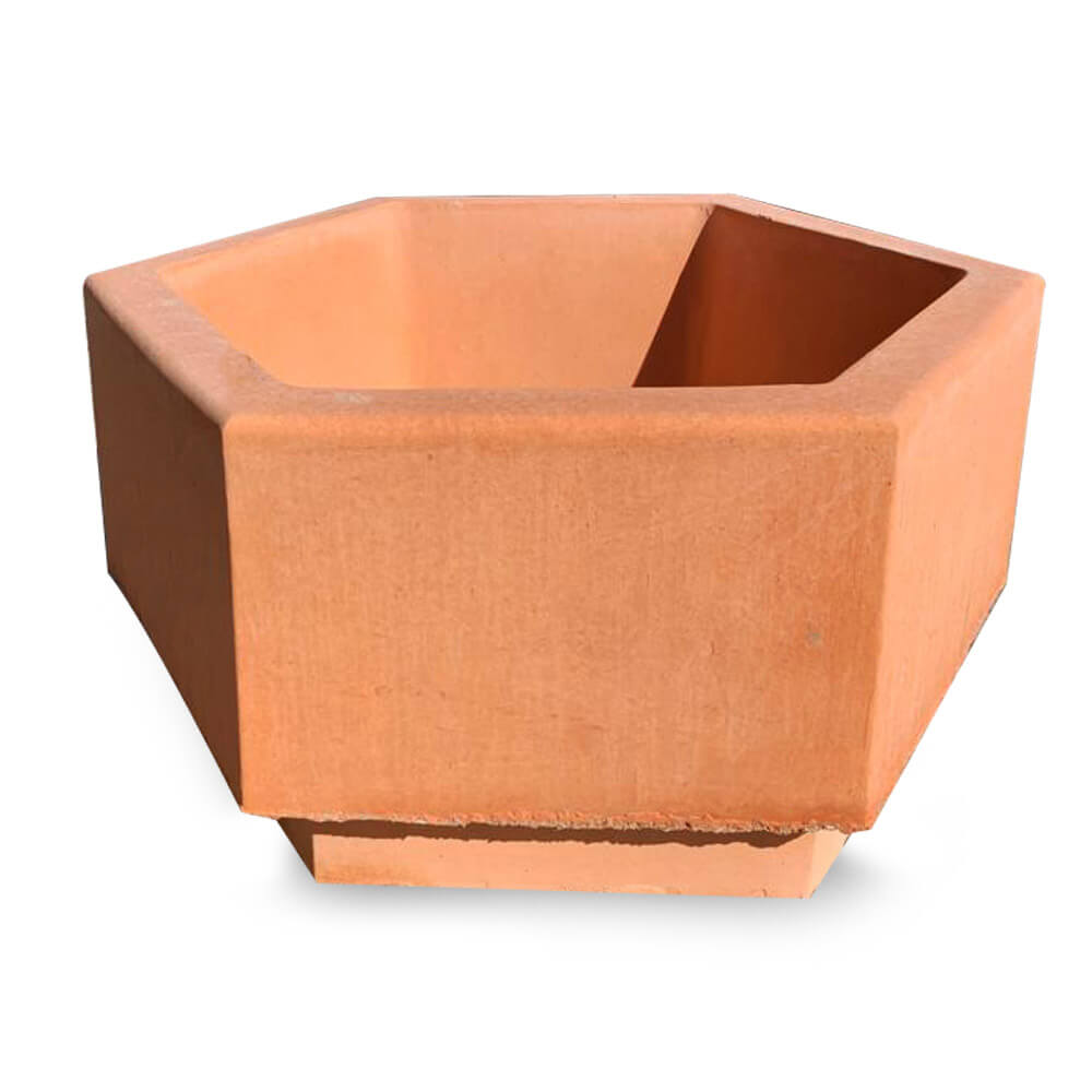 pot de fleur exagonale en beton