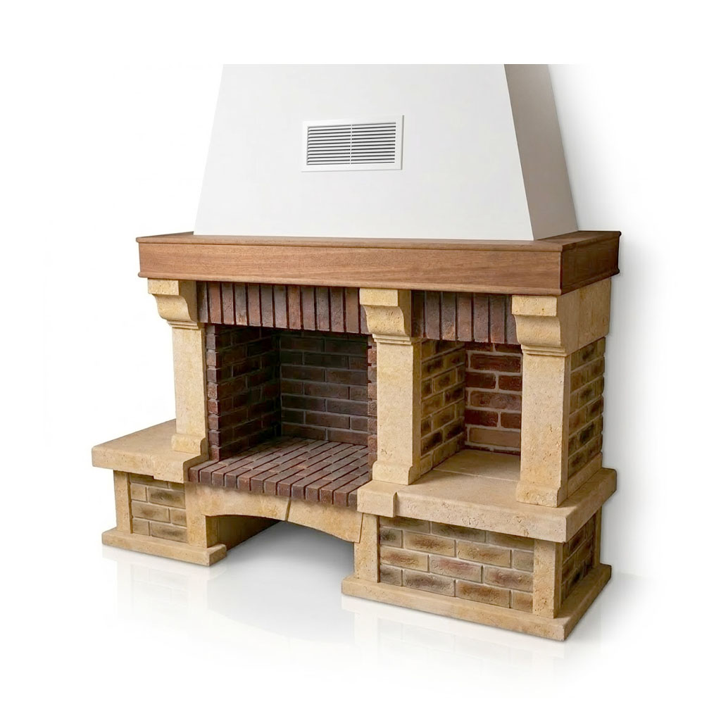 Cheminée Rustique en Pierre et Briques CHP15