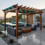 Pergola en bois rouge pour terrasse PB03 couverture
