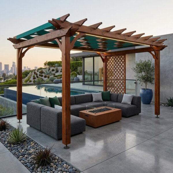 Pergola en bois rouge pour terrasse PB03 couverture