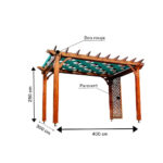 Pergola en bois rouge pour terrasse PB03 dim400x300